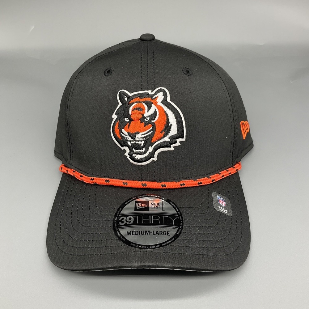 New Era 39Thirty Cincinnati Bengals NFL Black Retro Logo Rope Hat Cap Size M/L
